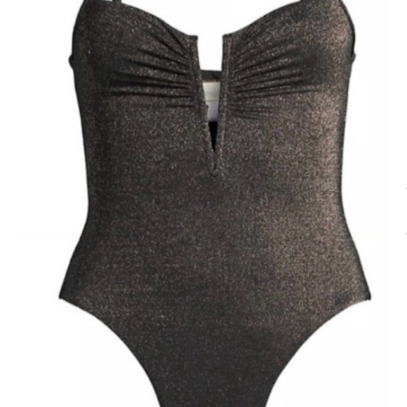 Lspace Shimmer Roxanne One-Piece Swimsuit Black Gold NWT New with Tags - Picture 4 of 11
